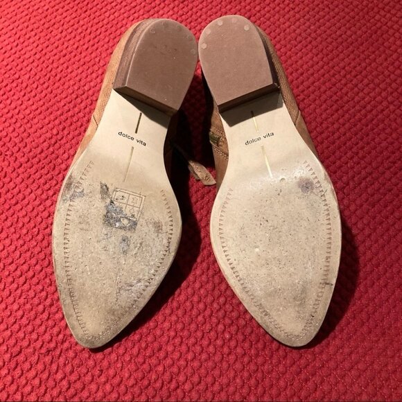 DOLCE VITA Sz 9 Western Style Stacked Heel Suede Leather Booties Inside Zipper - Picture 6 of 15